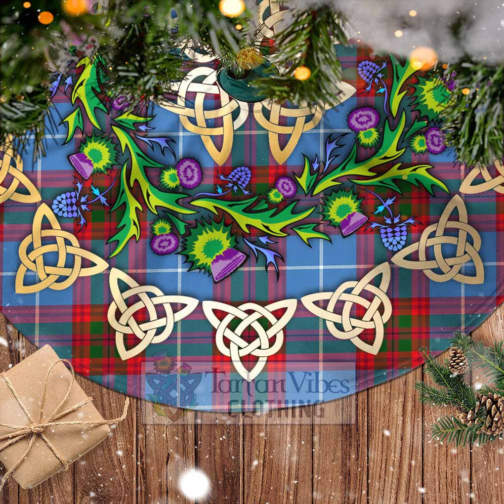 Dalmahoy Tartan Christmas Tree Skirt with Thistle Celtic Knot Style - Tartan Vibes Clothing