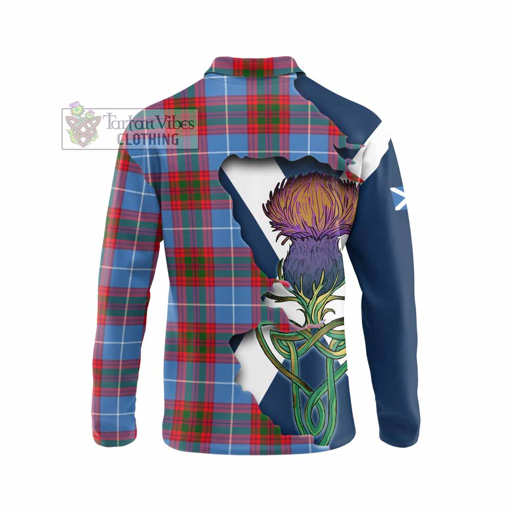 Tartan Vibes Clothing Dalmahoy Tartan Family Crest Long Sleeve Polo Shirt Scottish Thistle Celtic Inspired
