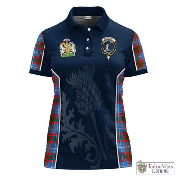 Dalmahoy Tartan Women's Polo Shirt with Family Crest and Scottish Thistle Vibes Sport Style