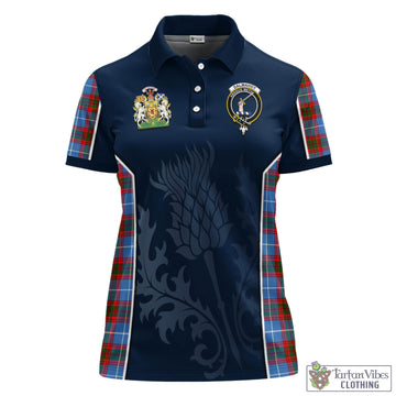 Dalmahoy Tartan Women's Polo Shirt with Family Crest and Scottish Thistle Vibes Sport Style - Tartan Vibes Clothing