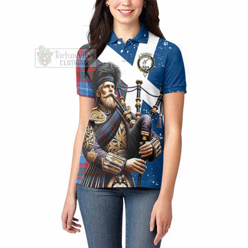 Dalmahoy Tartan Women's Polo Shirt with Family Crest Scottish Bagpiper Vibes - Tartan Vibes Clothing