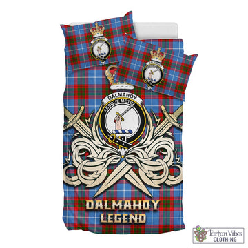 Tartan Vibes Clothing Dalmahoy Tartan Bedding Set with Clan Crest and the Golden Sword of Courageous Legacy