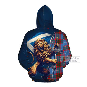 Dalmahoy Tartan Family Crest Cotton Hoodie with Scottish Majestic Lion Pullover Hoodie - Tartan Vibes Clothing