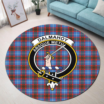 Dalmahoy Tartan Round Rug with Family Crest - Tartan Vibes Clothing
