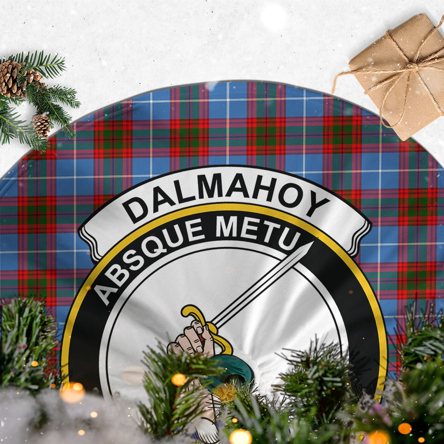 Dalmahoy Tartan Christmas Tree Skirt with Family Crest - Tartan Vibes Clothing