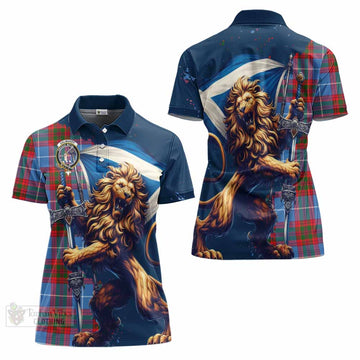 Dalmahoy Tartan Family Crest Women's Polo Shirt with Scottish Majestic Lion - Tartan Vibes Clothing