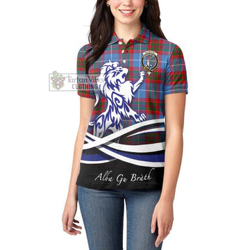 Dalmahoy Tartan Women's Polo Shirt with Alba Gu Brath Regal Lion Emblem - Tartan Vibes Clothing
