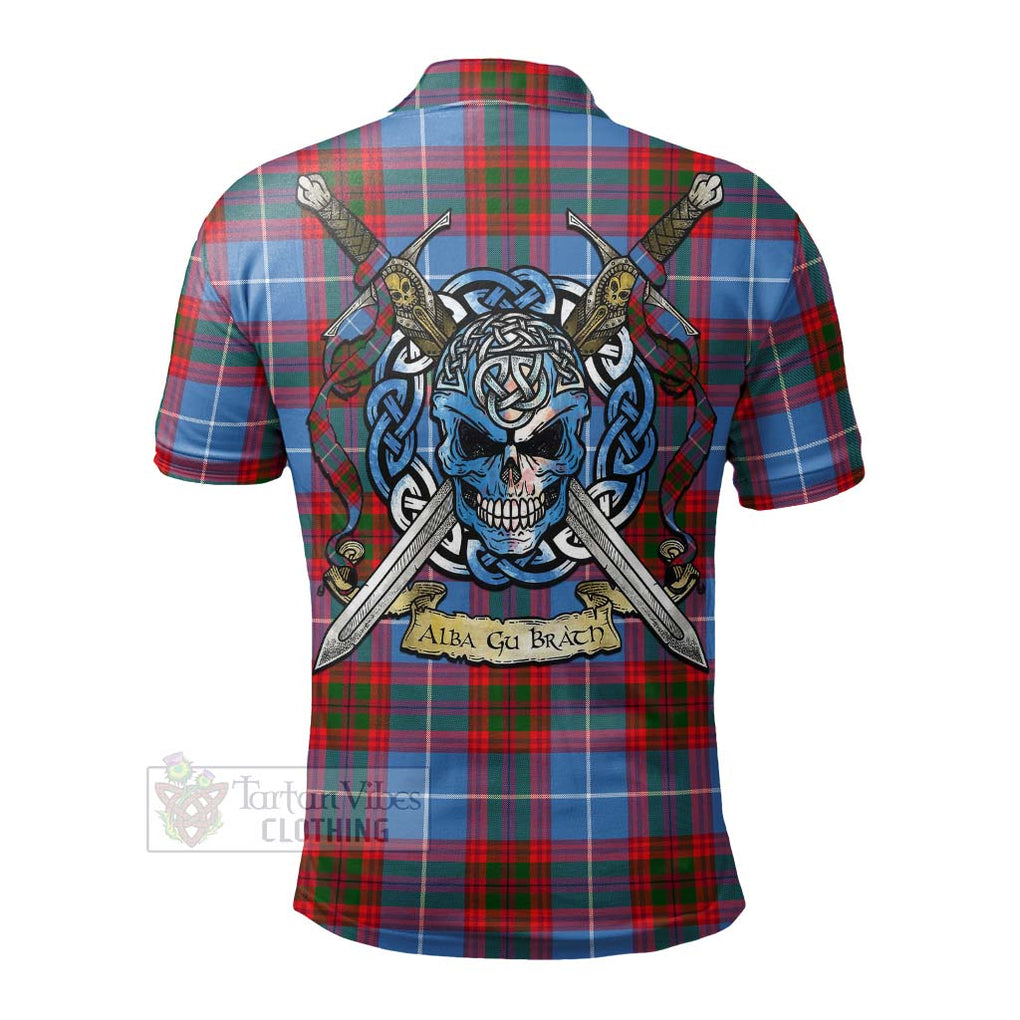 Dalmahoy Tartan Polo Shirt with Family Crest Celtic Skull Style - Tartan Vibes Clothing