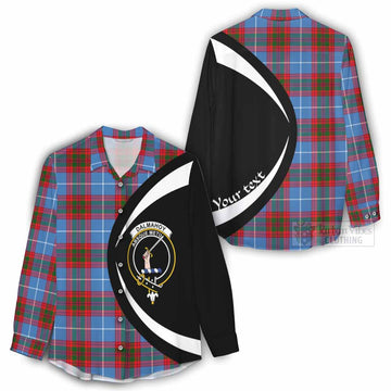 Dalmahoy Tartan Women's Casual Shirt with Family Crest Circle Style - Tartan Vibes Clothing