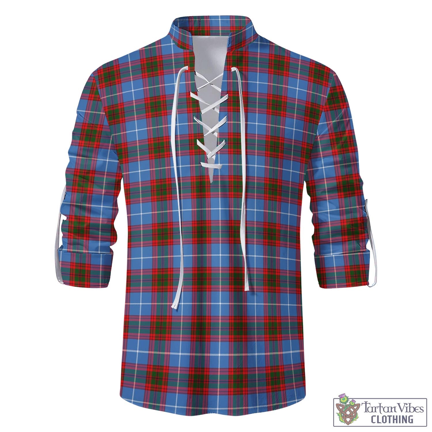 Tartan Vibes Clothing Dalmahoy Tartan Men's Scottish Traditional Jacobite Ghillie Kilt Shirt