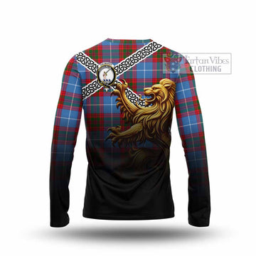 Dalmahoy Crest Tartan Long Sleeve T-Shirt with Golden Lion Emblem Celtic Style - Tartan Vibes Clothing