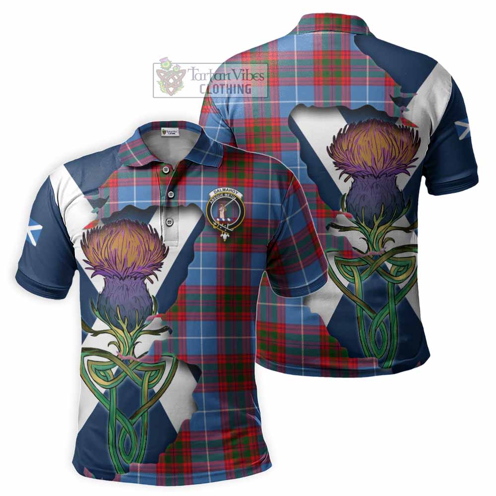 Tartan Vibes Clothing Dalmahoy Tartan Family Crest Polo Shirt Scottish Thistle Celtic Inspired