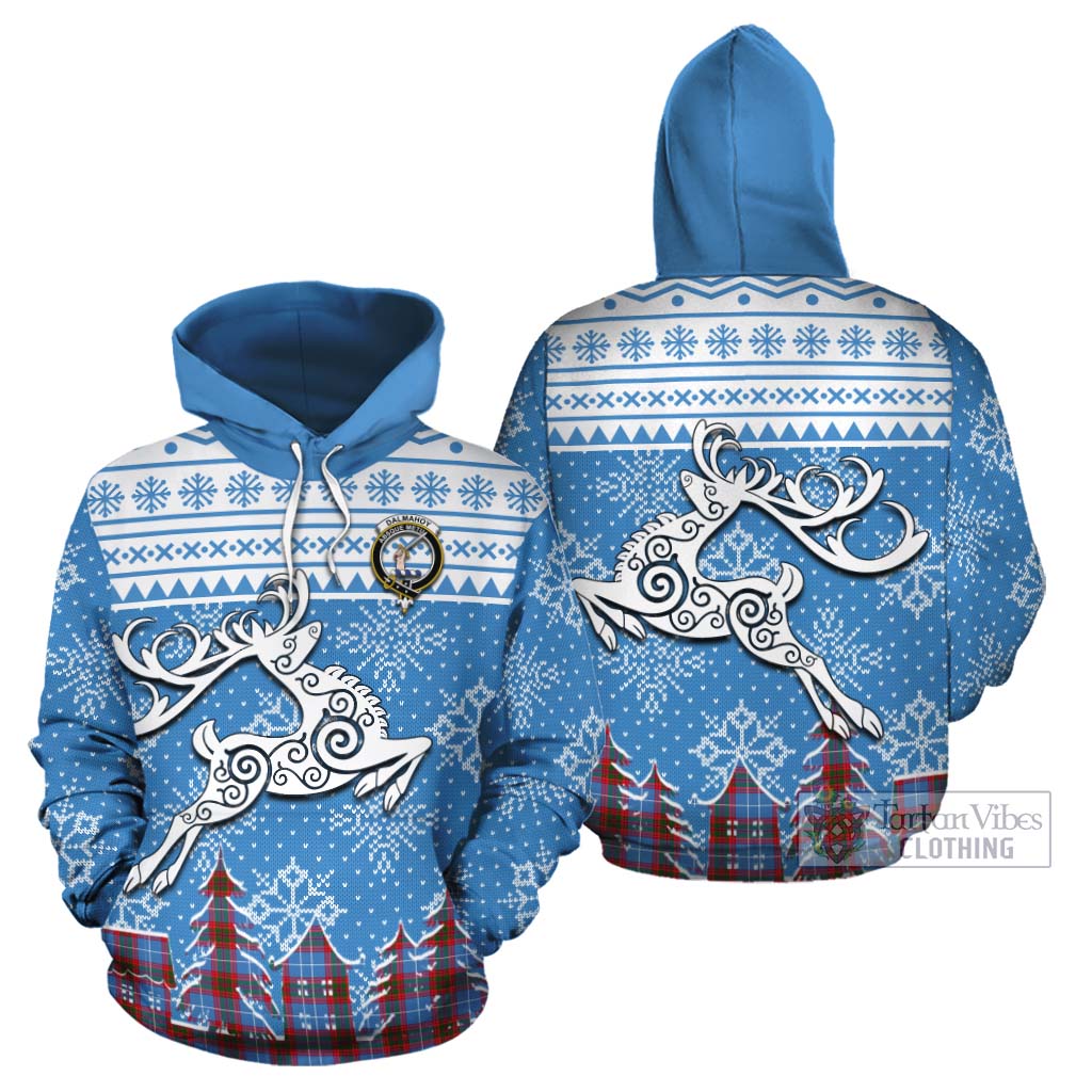 Dalmahoy Clan Christmas Cotton Hoodie Celtic Reindeer Style Zip Hoodie - Tartan Vibes Clothing