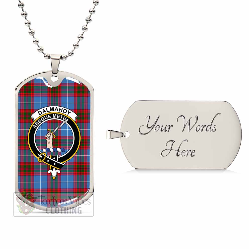 Dalmahoy Tartan Dog Tag Necklace with Family Crest Silver Yes - Tartan Vibes Clothing