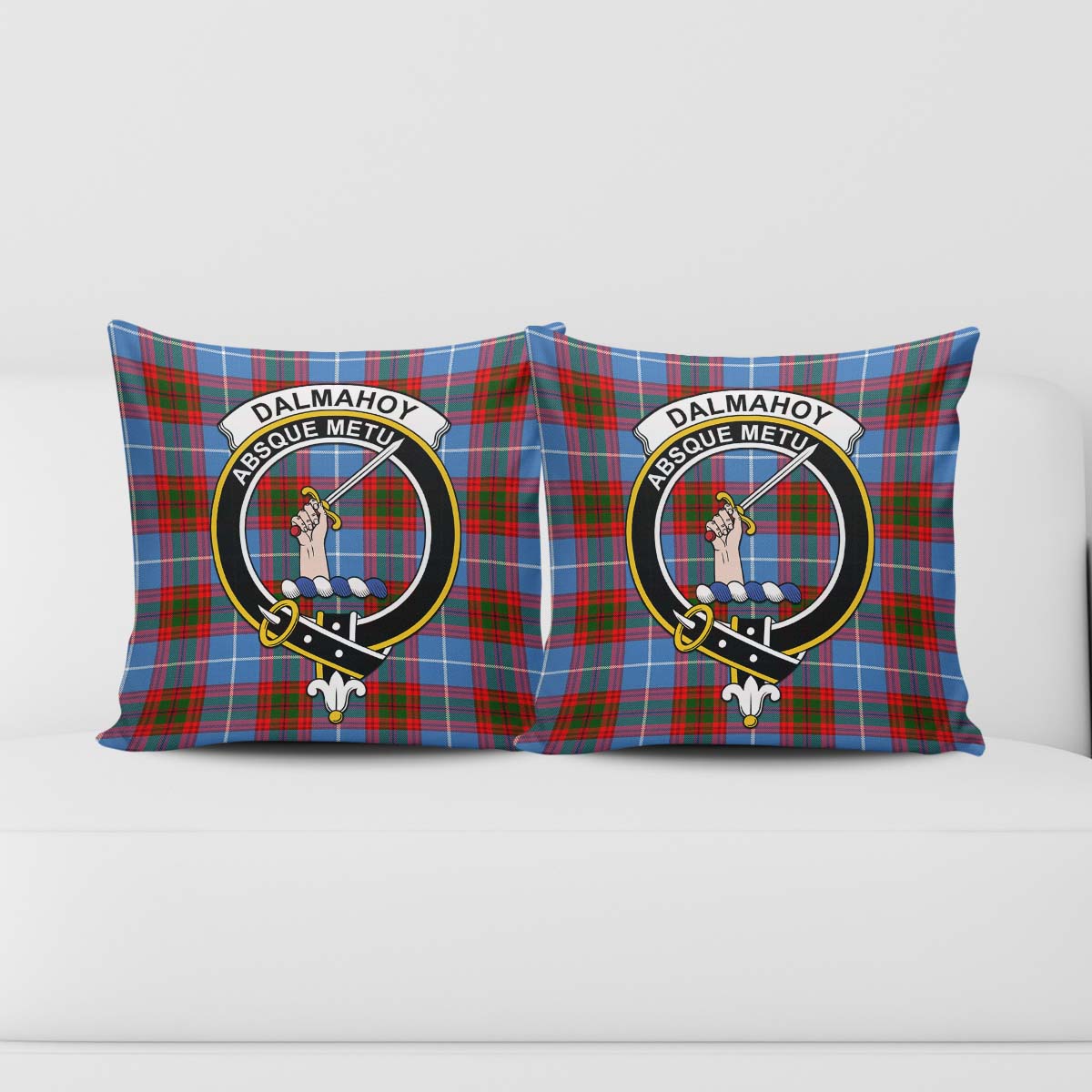 Dalmahoy Tartan Pillow Cover with Family Crest - Tartan Vibes Clothing
