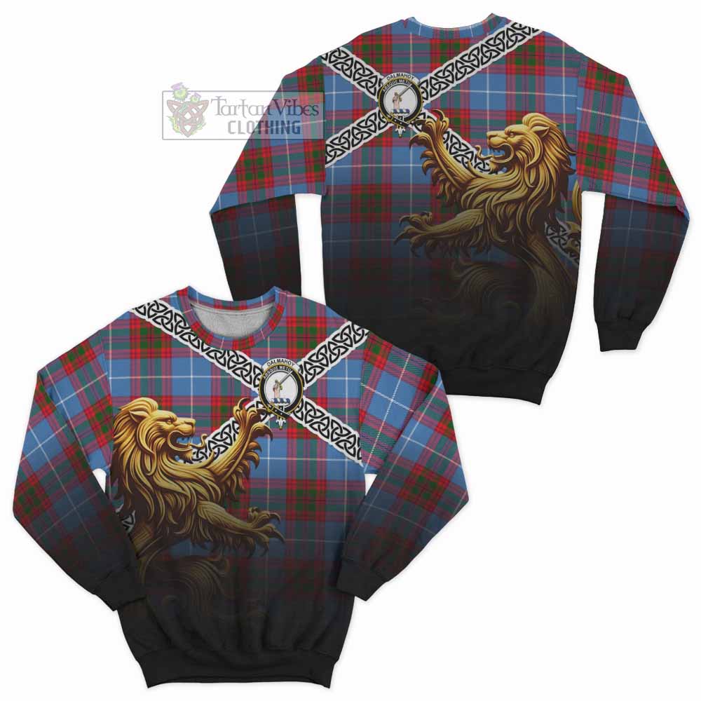 Dalmahoy Crest Tartan Sweatshirt with Golden Lion Emblem Celtic Style - Tartan Vibes Clothing