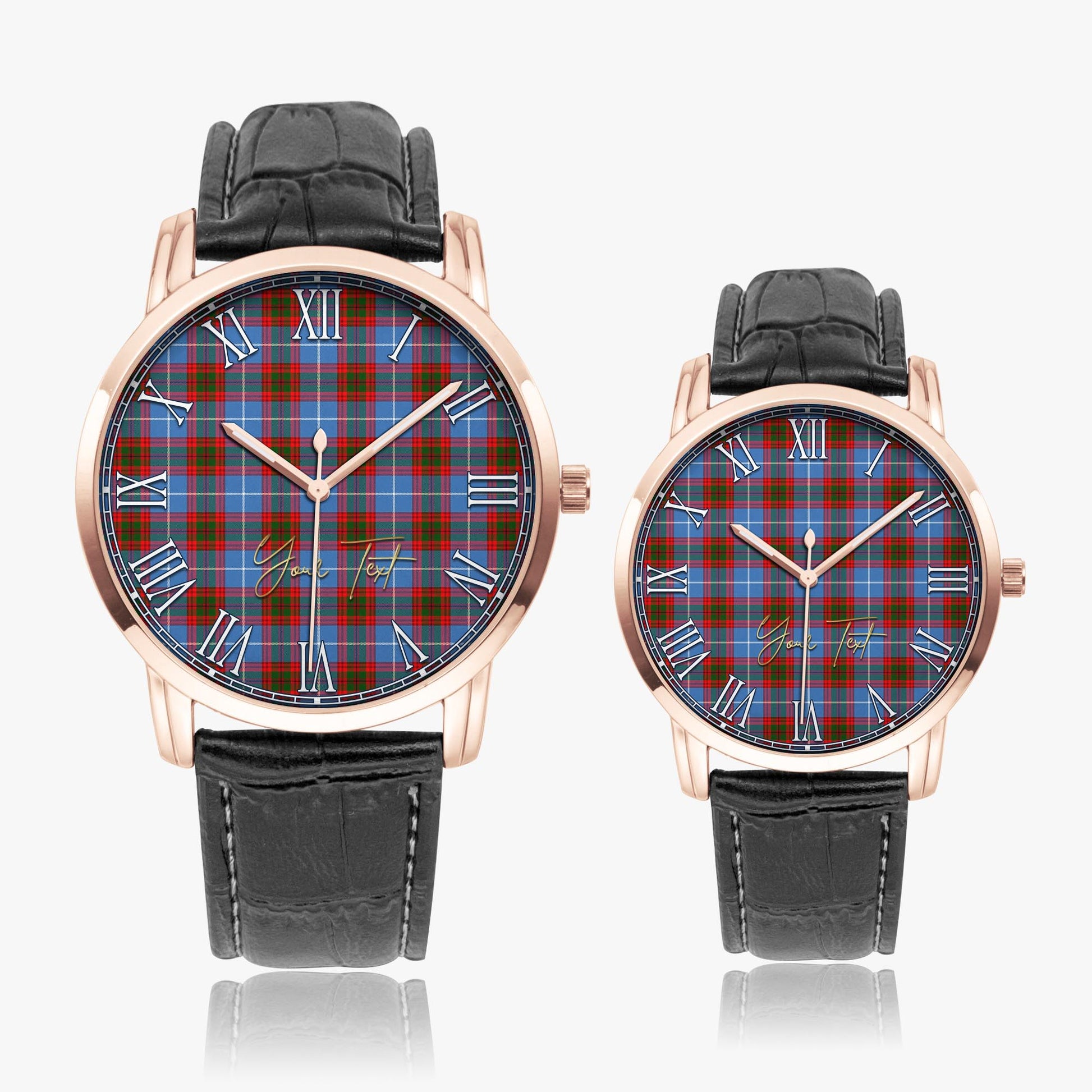 Dalmahoy Tartan Personalized Your Text Leather Trap Quartz Watch - Tartan Vibes Clothing