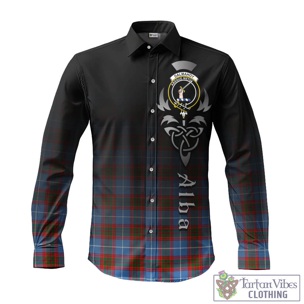Dalmahoy Tartan Long Sleeve Button Up Featuring Alba Gu Brath Family Crest Celtic Inspired - Tartan Vibes Clothing