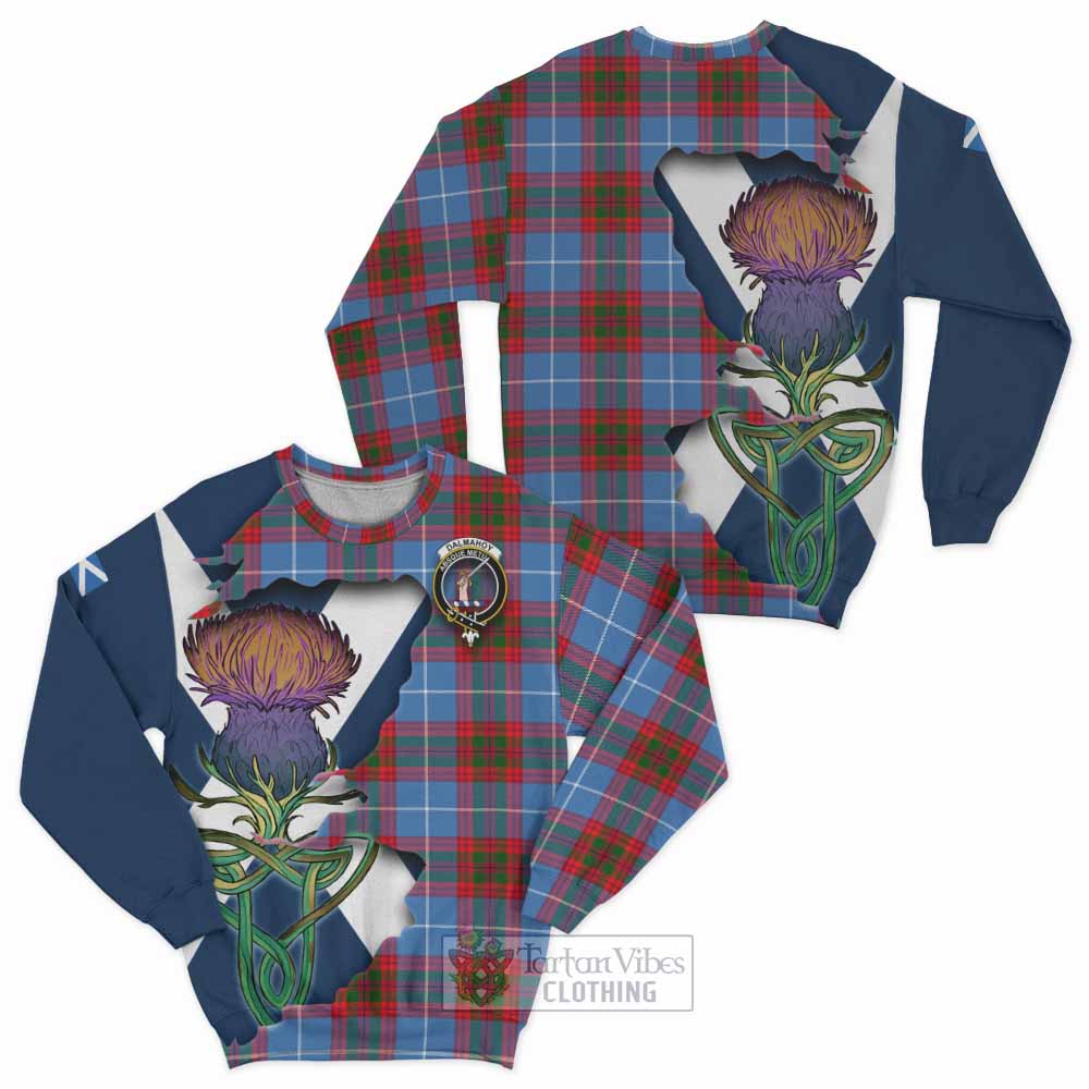 Tartan Vibes Clothing Dalmahoy Tartan Family Crest Sweatshirt Scottish Thistle Celtic Inspired