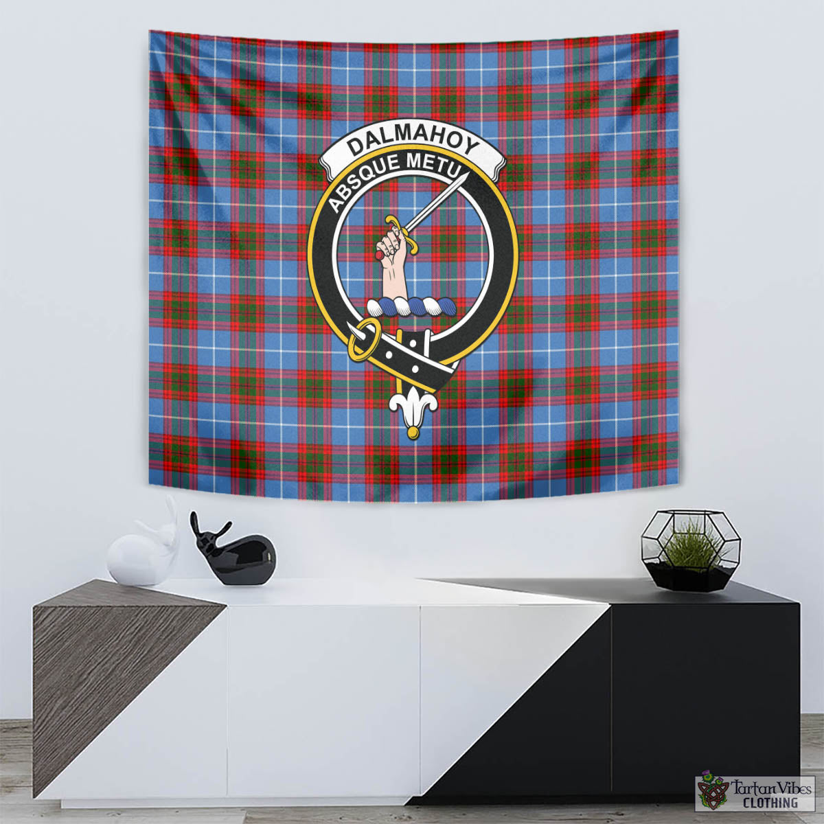 Dalmahoy Tartan Tapestry Wall Hanging and Home Decor for Room with Family Crest - Tartan Vibes Clothing