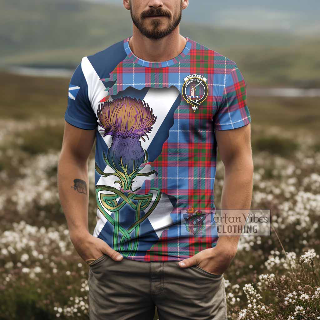 Tartan Vibes Clothing Dalmahoy Tartan Family Crest T-Shirt Scottish Thistle Celtic Inspired