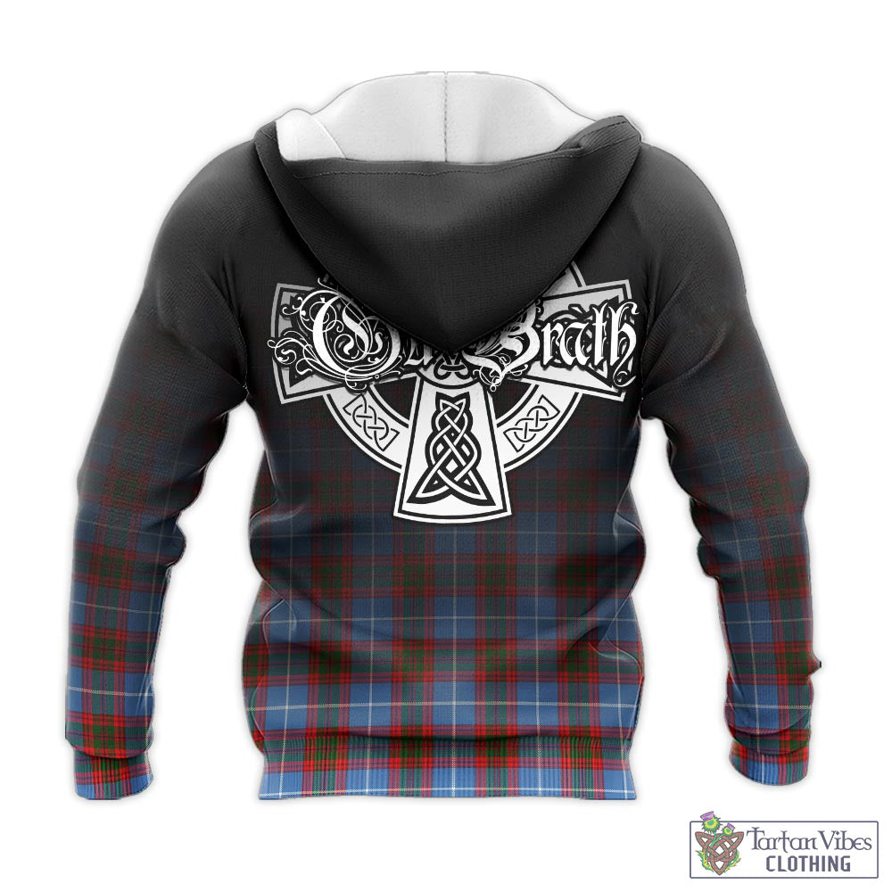 Tartan Vibes Clothing Dalmahoy Tartan Knitted Hoodie Featuring Alba Gu Brath Family Crest Celtic Inspired