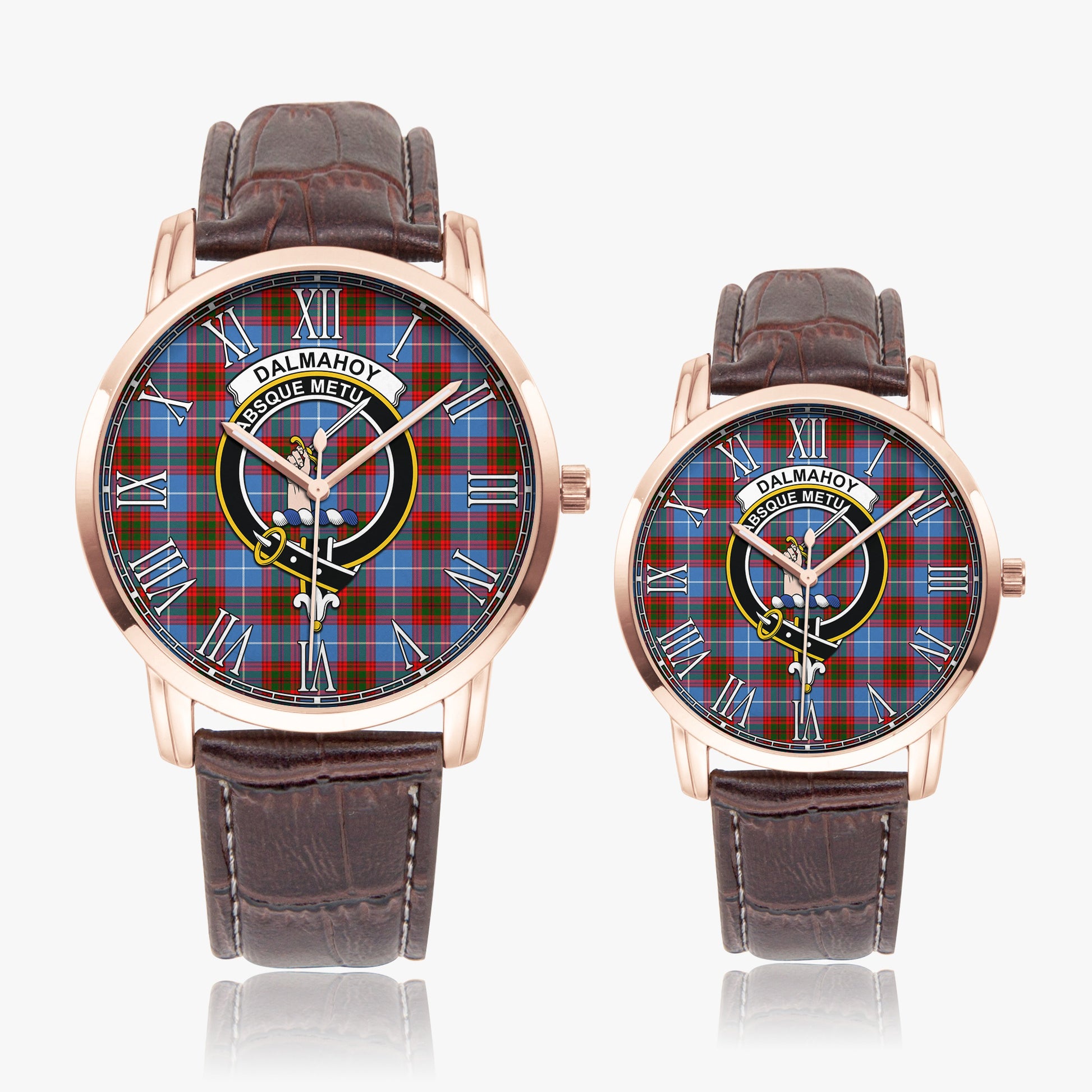Dalmahoy Tartan Family Crest Leather Strap Quartz Watch - Tartanvibesclothing