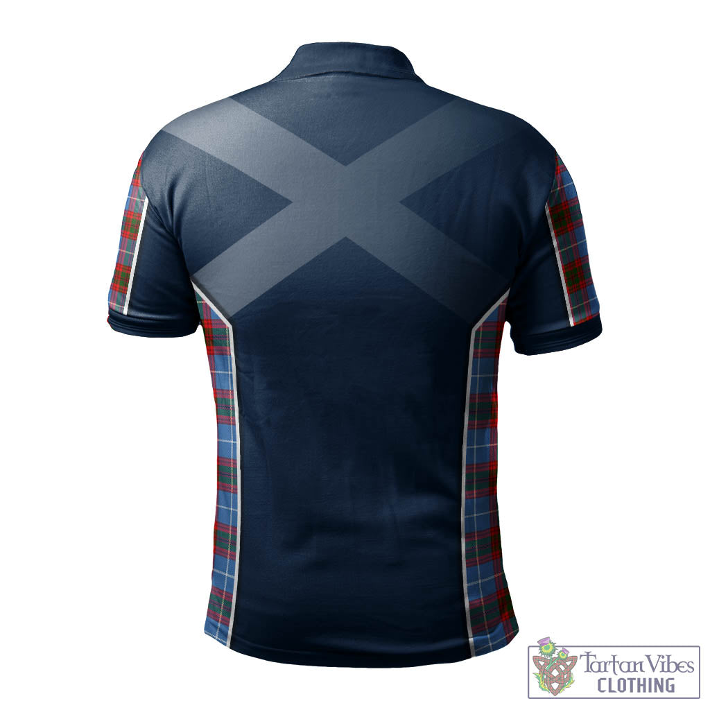 Tartan Vibes Clothing Dalmahoy Tartan Men's Polo Shirt with Family Crest and Scottish Thistle Vibes Sport Style