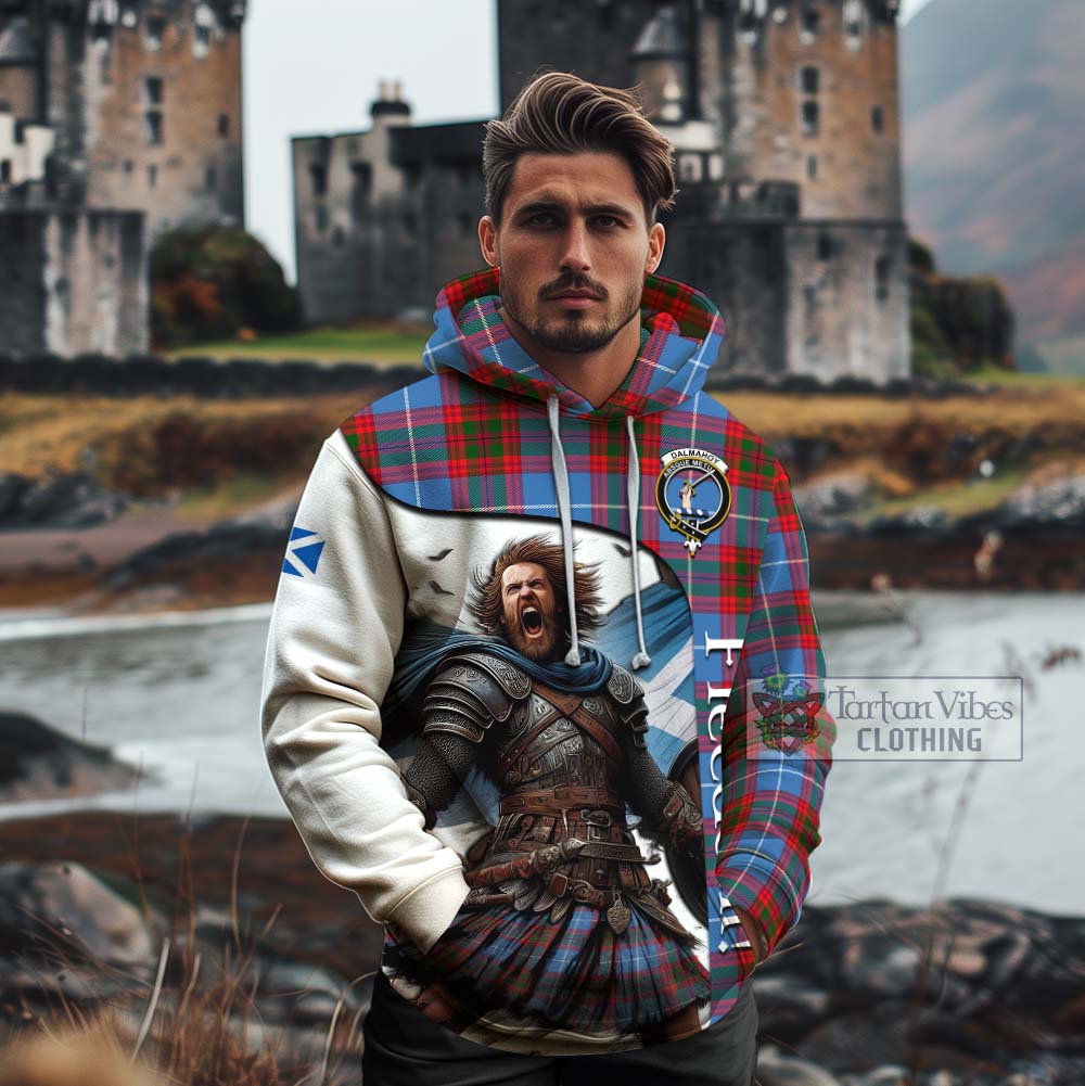 Tartan Vibes Clothing Dalmahoy Crest Tartan Cotton Hoodie Inspired by the Freedom of Scottish Warrior