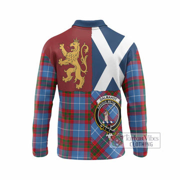Dalmahoy Crest Tartan Long Sleeve Polo Shirt with Lion Rampant Saltire Style