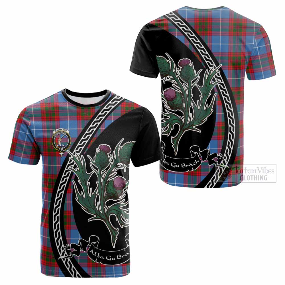 Dalmahoy Family Crest Tartan Cotton T-shirt Alba Thistle Inspired - Tartan Vibes Clothing