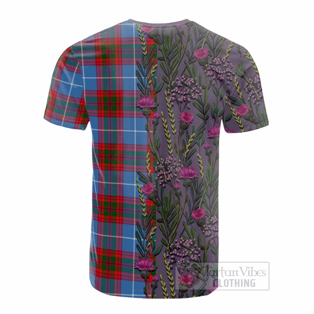 Dalmahoy Family Crest Tartan Cotton T-shirt Scottish Thistle Flower Pattern Half Style - Tartan Vibes Clothing
