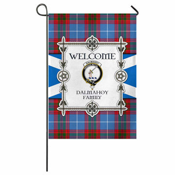 Dalmahoy Family Crest Tartan Welcome Garden Flag Saltire Harmony Style