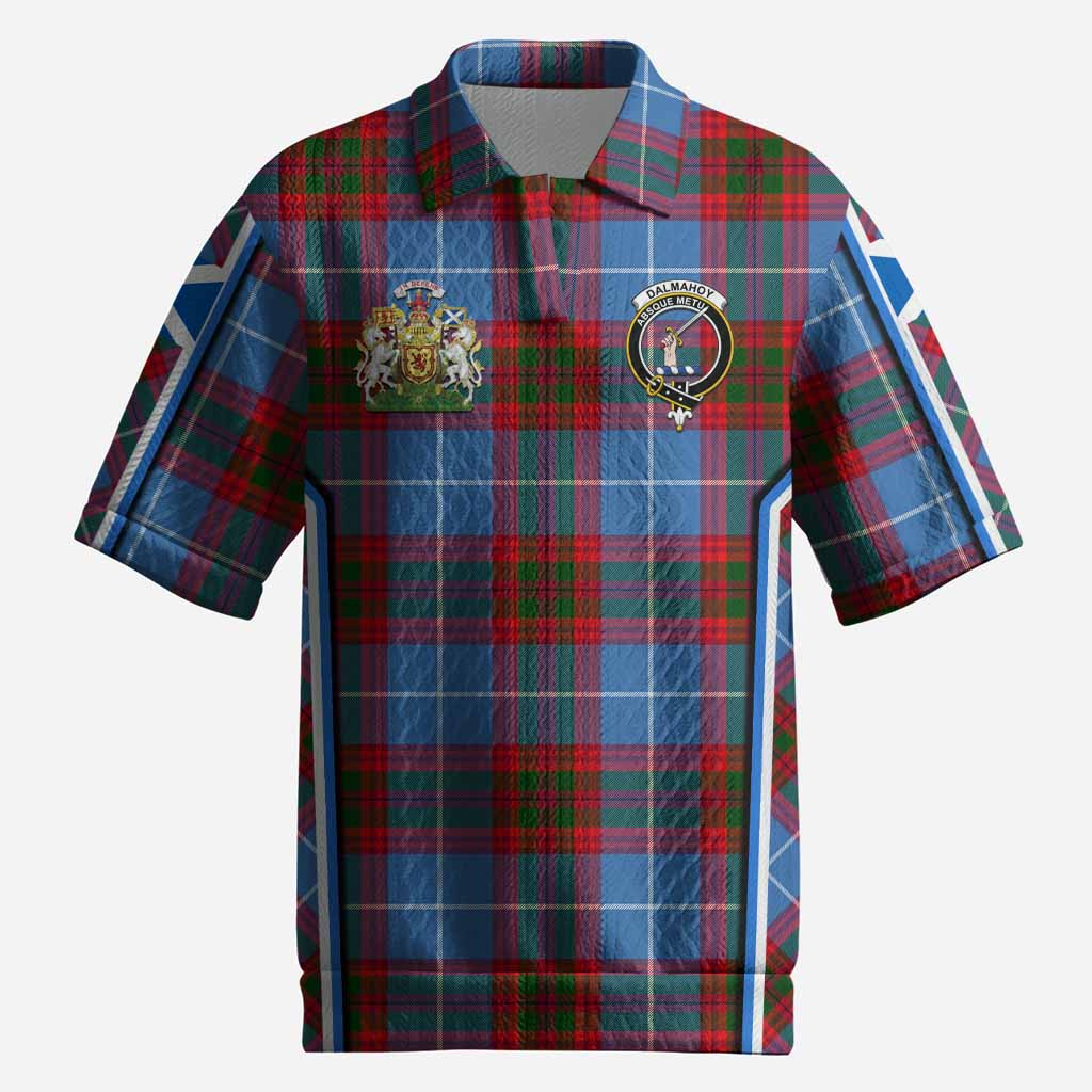 Dalmahoy Tartan Crest Men’s Polo Sweater Top Scotland Coat of Arm Flag Style
