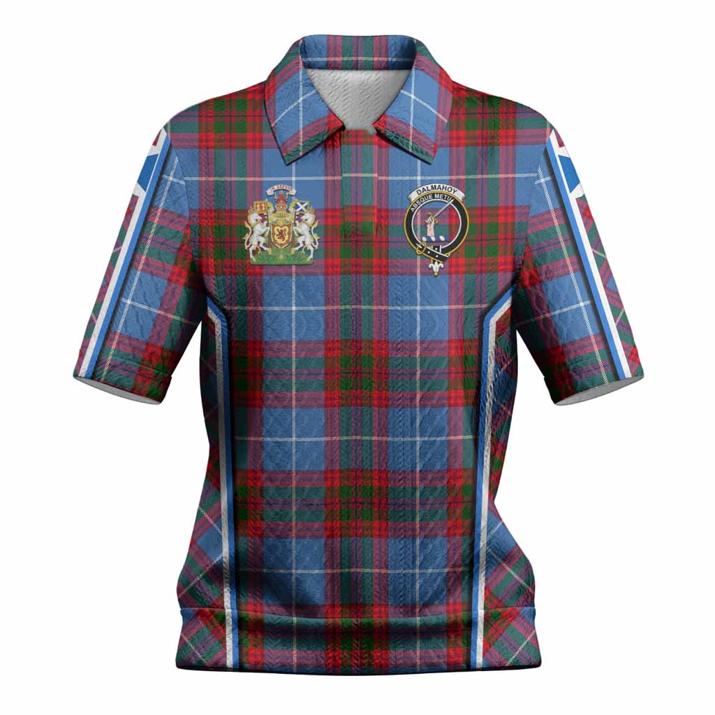 Dalmahoy Tartan Crest Women’s Polo Sweater Top Scotland Coat of Arm Flag Style
