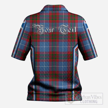 Dalmahoy Tartan Crest Women’s Polo Sweater Top Scotland Coat of Arm Flag Style