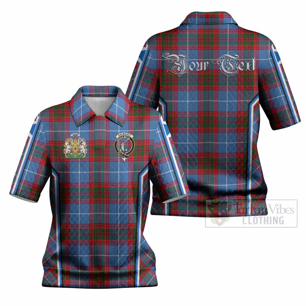 Dalmahoy Tartan Crest Women’s Polo Sweater Top Scotland Coat of Arm Flag Style