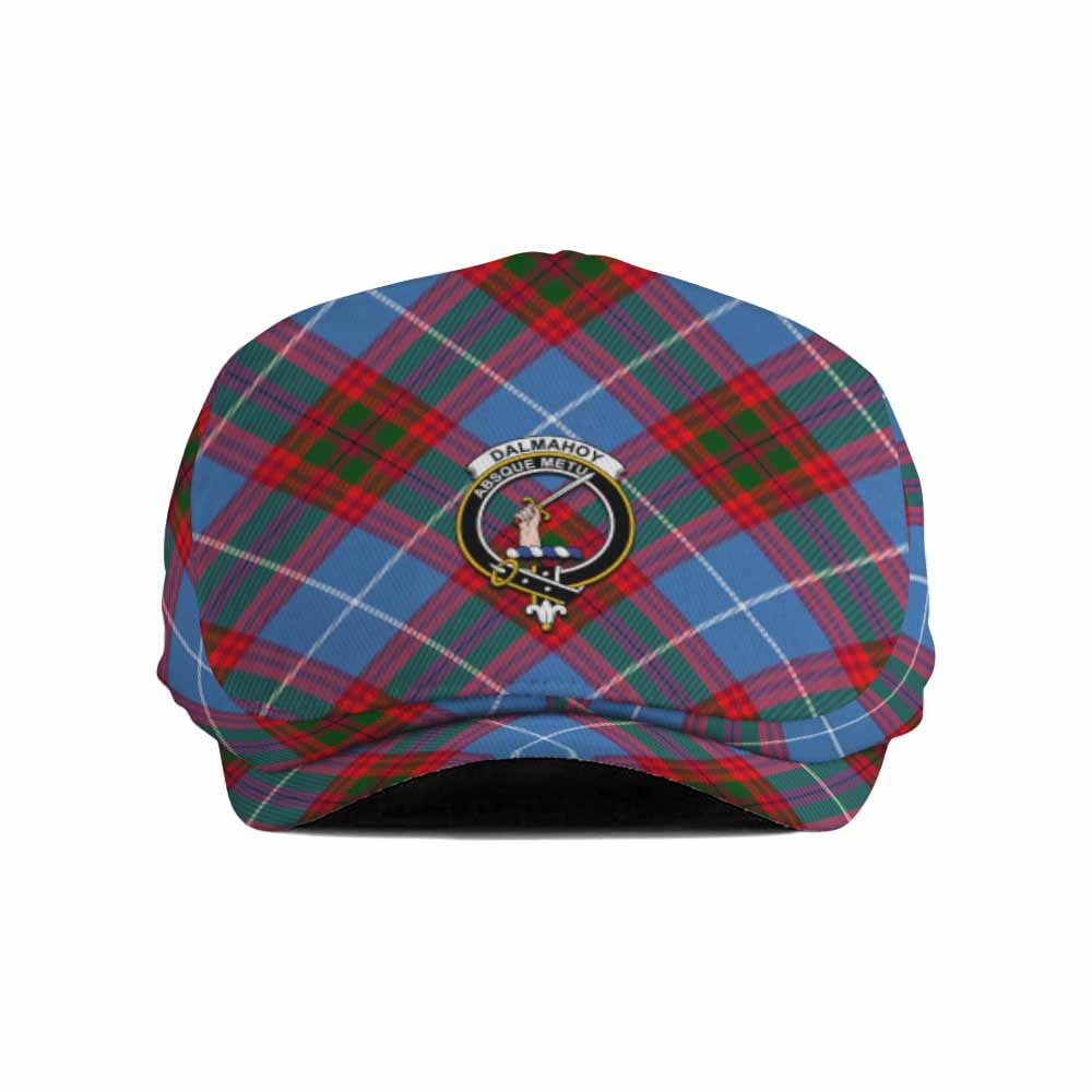 Dalmahoy Tartan Flat Cap, Jeff Cap Cross Style with Family Crest - Tartan Vibes Clothing
