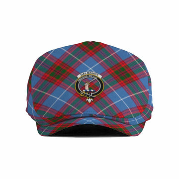 Dalmahoy Tartan Flat Cap, Jeff Cap Cross Style with Family Crest