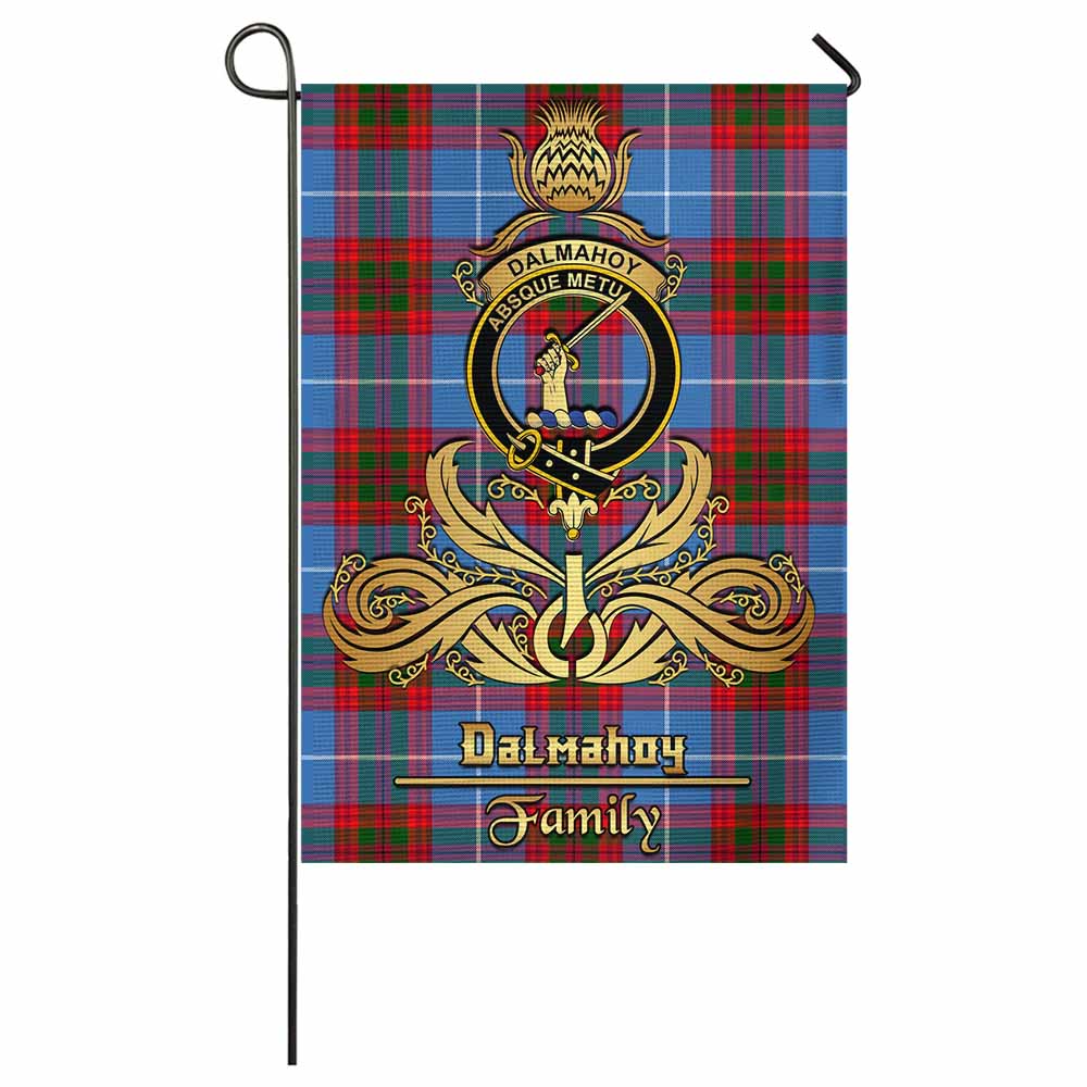 Dalmahoy Tartan Garden Flag with Highland Thistle Cherish Family Crest Style - Tartan Vibes Clothing