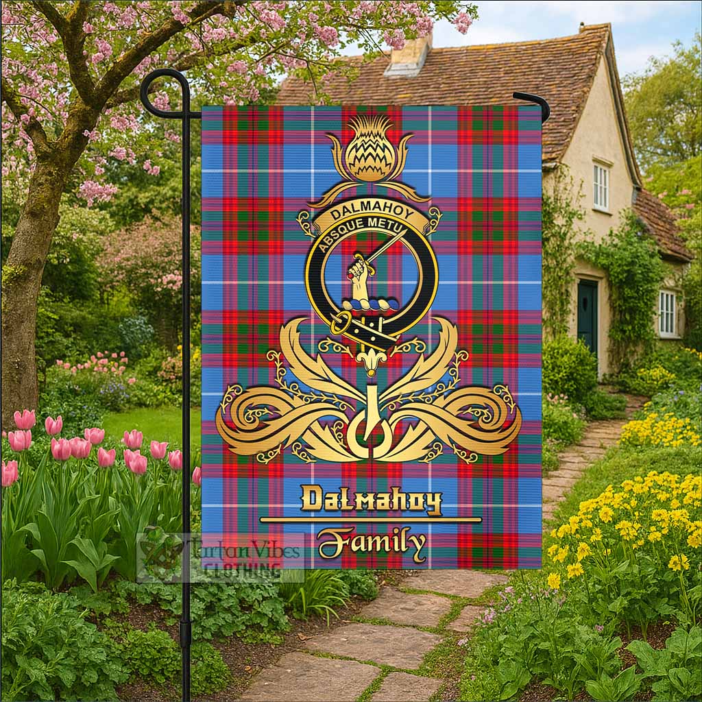 Dalmahoy Tartan Garden Flag with Highland Thistle Cherish Family Crest Style - Tartan Vibes Clothing