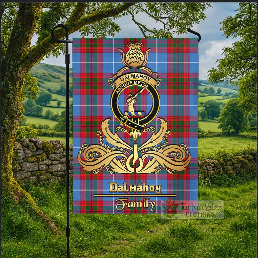 Dalmahoy Tartan Garden Flag with Highland Thistle Cherish Family Crest Style - Tartan Vibes Clothing