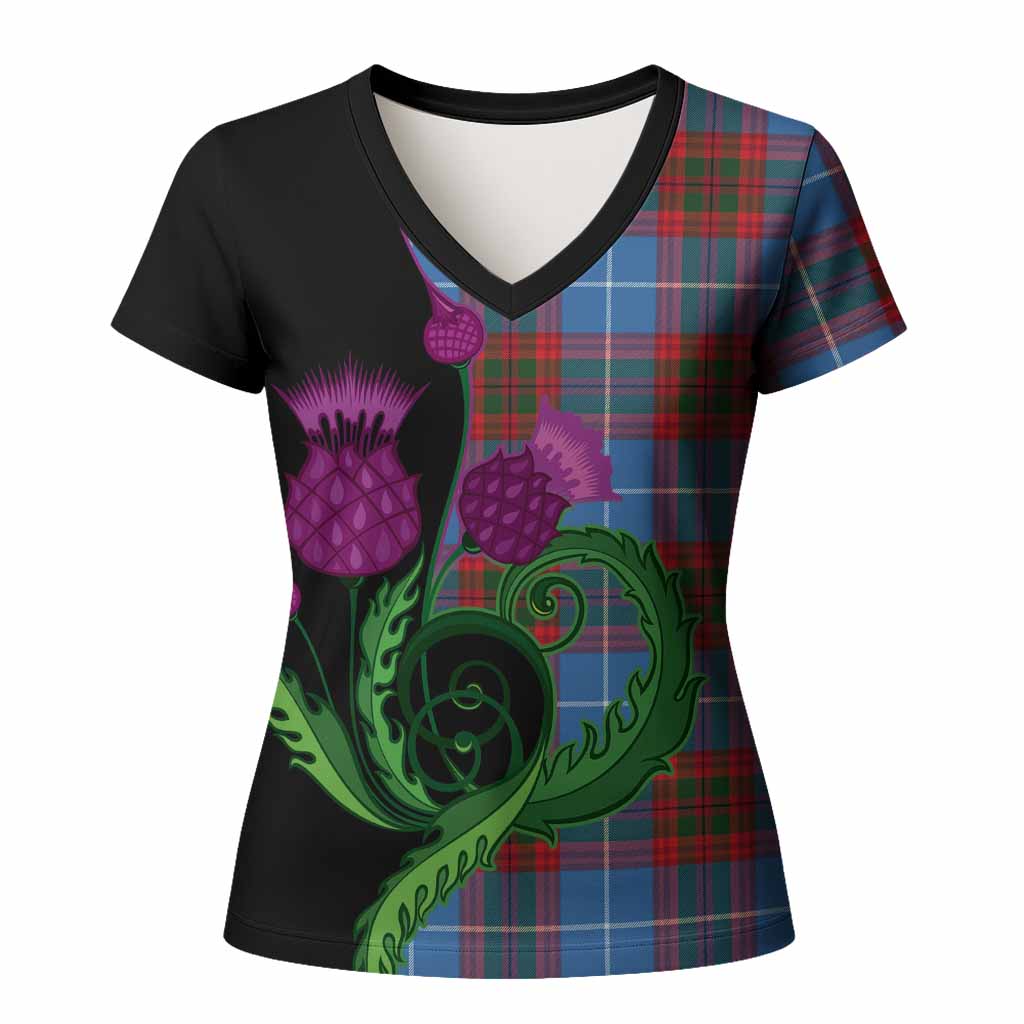 Dalmahoy Tartan Women T shirt Traditional Scottish Thistle