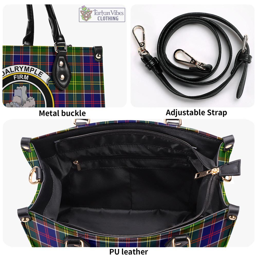 Dalrymple Tartan Luxury Leather Handbags with Family Crest - Tartan Vibes Clothing