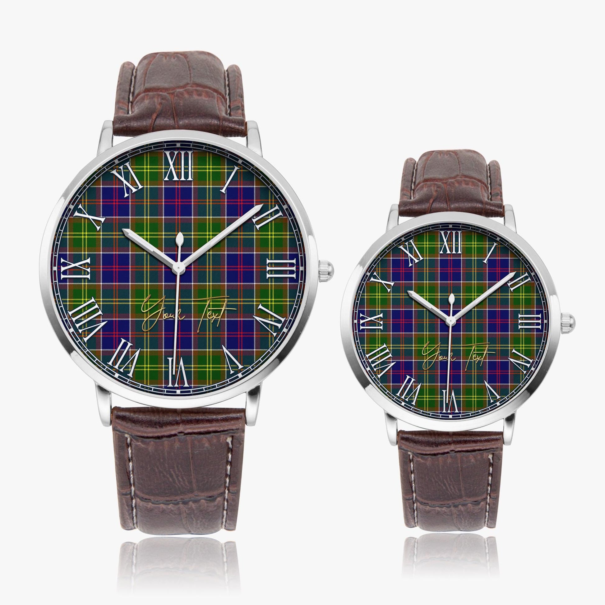 Dalrymple Tartan Personalized Your Text Leather Trap Quartz Watch - Tartan Vibes Clothing