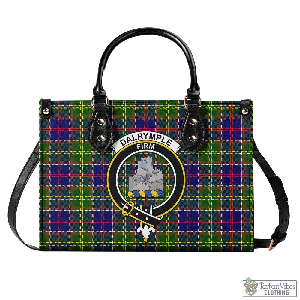 Dalrymple Tartan Luxury Leather Handbags with Family Crest - Tartan Vibes Clothing