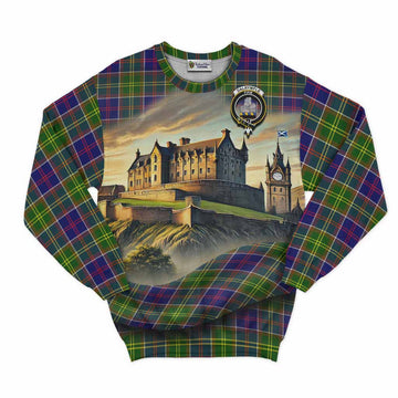 Dalrymple Tartan Family Crest Sweatshirt with Scottish Ancient Castle Style Unisex - Tartan Vibes Clothing