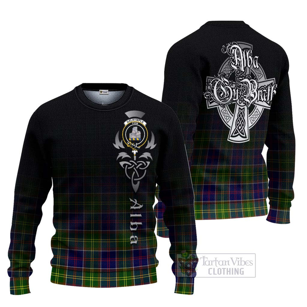 Dalrymple Tartan Ugly Sweater Featuring Alba Gu Brath Family Crest Celtic Inspired Unisex - Tartan Vibes Clothing