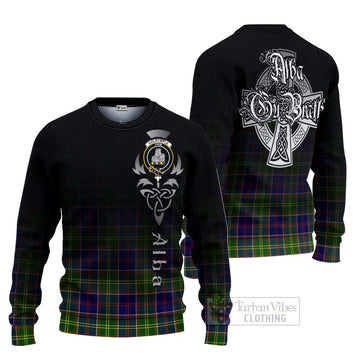 Dalrymple Tartan Ugly Sweater Featuring Alba Gu Brath Family Crest Celtic Inspired Unisex - Tartan Vibes Clothing