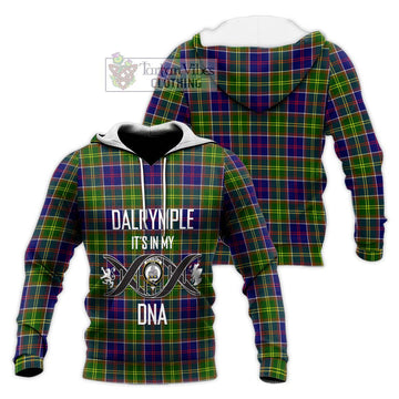 Dalrymple Tartan Knitted Hoodie with Family Crest DNA In Me Style Unisex Knitted Pullover Hoodie - Tartan Vibes Clothing